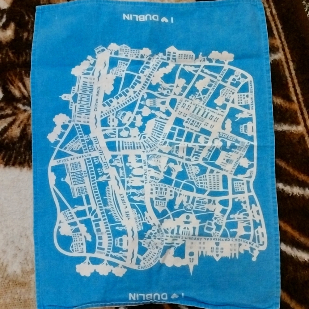 I (heart) Dublin tea towel blue/aqua and white